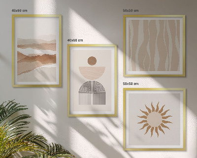 Set om 4 tavlor Abstrakt landskap naturgeometri