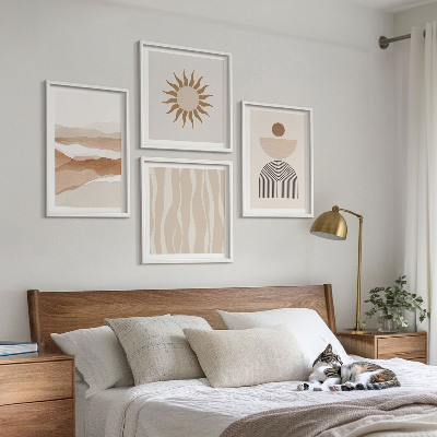 Set om 4 tavlor Abstrakt landskap naturgeometri