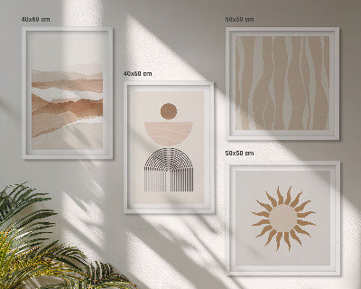 Set om 4 tavlor Abstrakt landskap naturgeometri