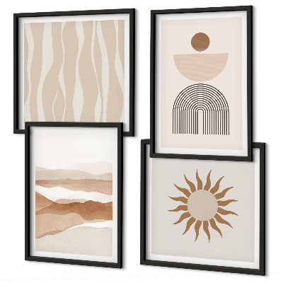 Set om 4 tavlor Abstrakt landskap naturgeometri
