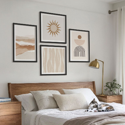 Set om 4 tavlor Abstrakt landskap naturgeometri
