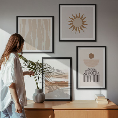 Set om 4 tavlor Abstrakt landskap naturgeometri