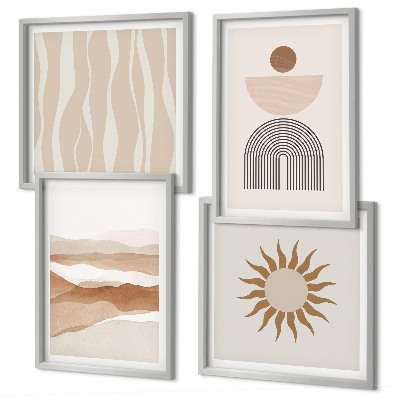 Set om 4 tavlor Abstrakt landskap naturgeometri