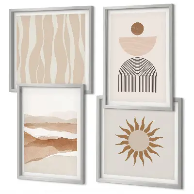 Abstrakt landskap naturgeometri set om 4 tavlor