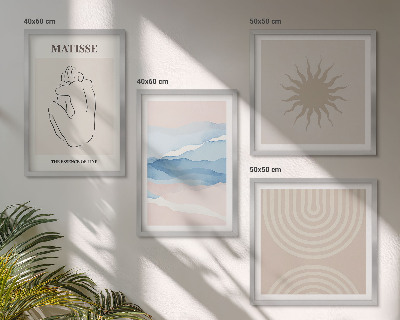 Set om 4 tavlor Linjer och vågor pastell minimalistisk