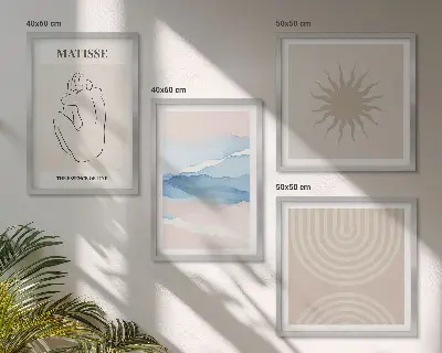 Linjer och vågor pastell minimalistisk set om 4 tavlor