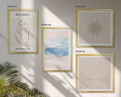 Set om 4 tavlor Linjer och vågor pastell minimalistisk