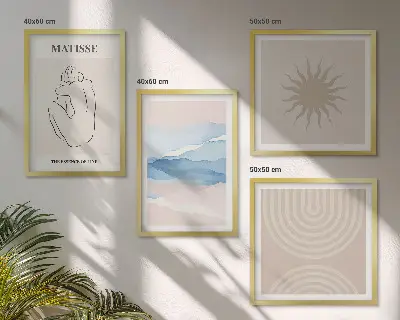 Linjer och vågor pastell minimalistisk set om 4 tavlor