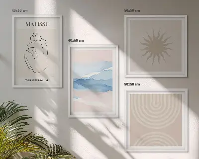 Linjer och vågor pastell minimalistisk set om 4 tavlor