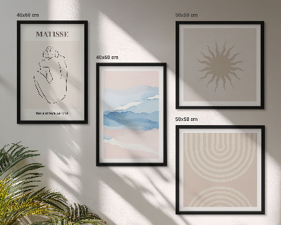 Set om 4 tavlor Linjer och vågor pastell minimalistisk