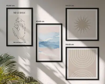 Linjer och vågor pastell minimalistisk set om 4 tavlor