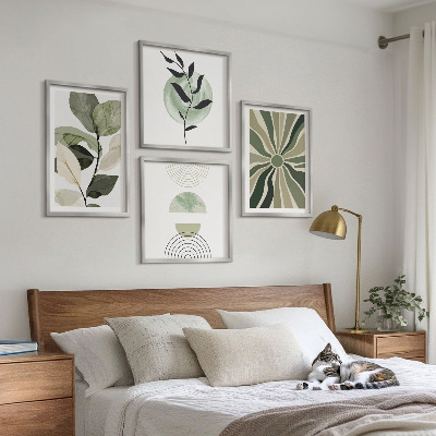 Tavelvägg ovanför soffa Växtgeometriska former