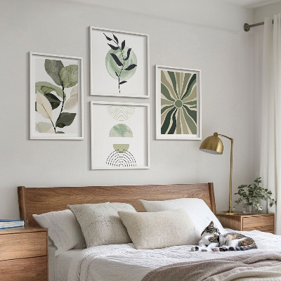 Tavelvägg ovanför soffa Växtgeometriska former