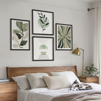 Tavelvägg ovanför soffa Växtgeometriska former