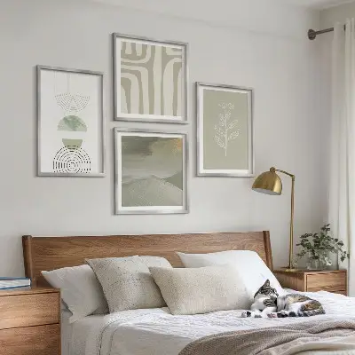 Geometriska växtmönster set med 4 tavlor