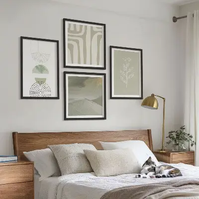 Geometriska växtmönster set med 4 tavlor