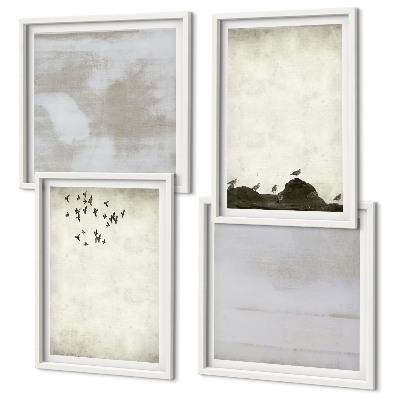 Set om 4 tavlor Flock av fåglar textur