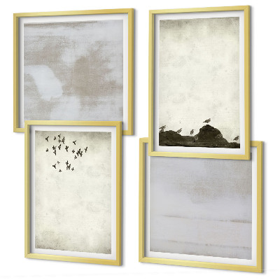 Set om 4 tavlor Flock av fåglar textur