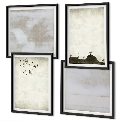 Set om 4 tavlor Flock av fåglar textur