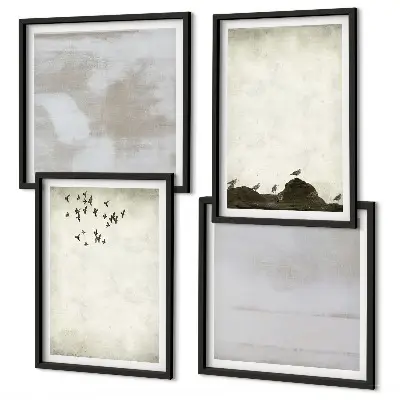 Flock av fåglar textur set om 4 tavlor