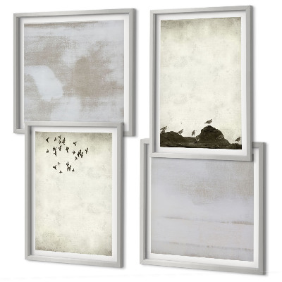 Set om 4 tavlor Flock av fåglar textur