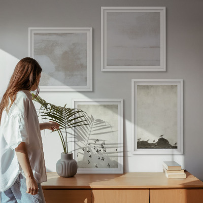 Tavelvägg med 4 tavlor Minimalistiska fåglar i flykt