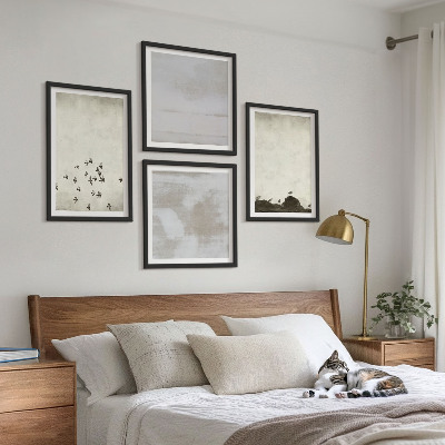 Tavelvägg med 4 tavlor Minimalistiska fåglar i flykt