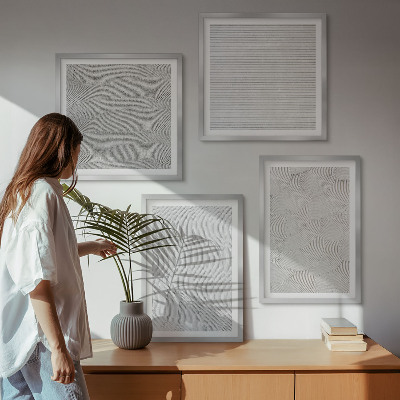 Tavelvägg ovanför soffa Sandmönster geometriska strukturer