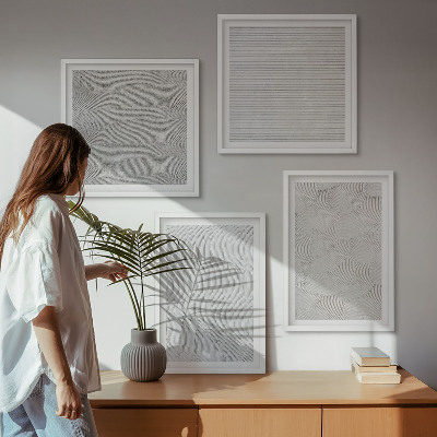 Tavelvägg ovanför soffa Sandmönster geometriska strukturer