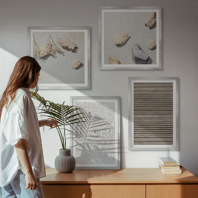 Tavelvägg med 4 tavlor Naturliga texturer trästenar