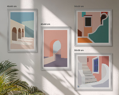 Set om 4 tavlor Pastell minimalistisk grafik