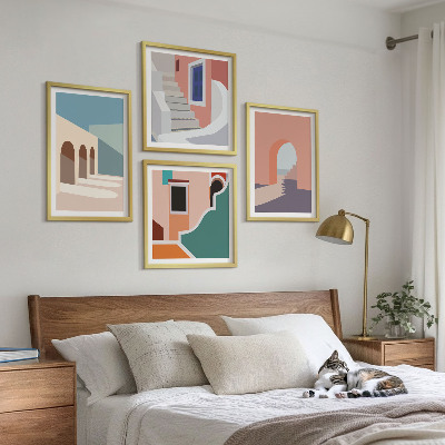 Set om 4 tavlor Pastell minimalistisk grafik