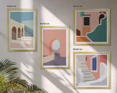 Set om 4 tavlor Pastell minimalistisk grafik