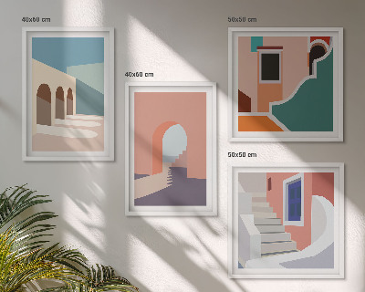 Set om 4 tavlor Pastell minimalistisk grafik