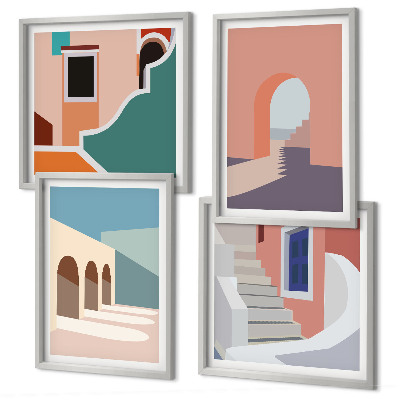 Set om 4 tavlor Pastell minimalistisk grafik