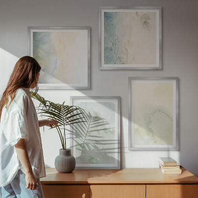 Tavelvägg ovanför soffa Pastell akvarell dukstruktur