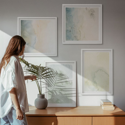 Tavelvägg ovanför soffa Pastell akvarell dukstruktur