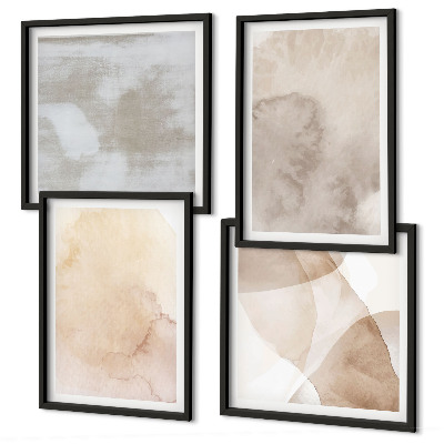 Tavelvägg ovanför soffa Varma akvarellpastellstrukturer