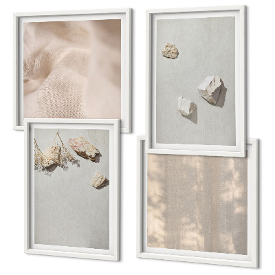 Set om 4 tavlor Boho stenar stranddekorationer