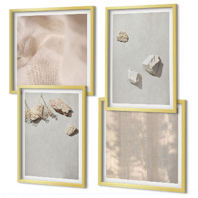 Set om 4 tavlor Boho stenar stranddekorationer