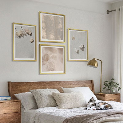Set om 4 tavlor Boho stenar stranddekorationer