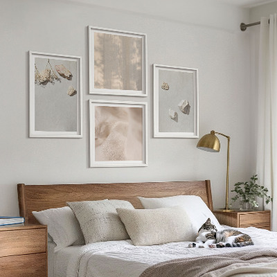 Set om 4 tavlor Boho stenar stranddekorationer