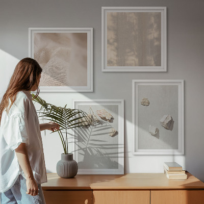 Set om 4 tavlor Boho stenar stranddekorationer