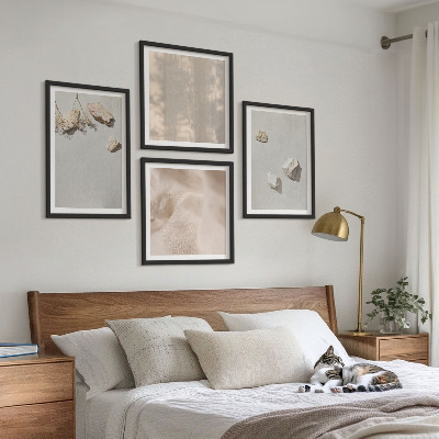 Set om 4 tavlor Boho stenar stranddekorationer