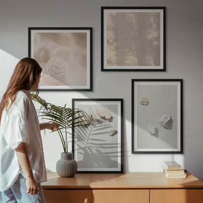 Set om 4 tavlor Boho stenar stranddekorationer