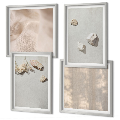 Set om 4 tavlor Boho stenar stranddekorationer