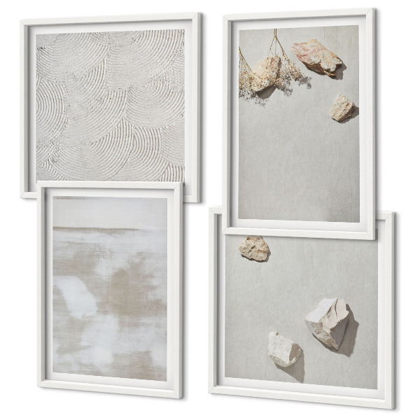 Tavelvägg med 4 tavlor Sandstenar boho textur