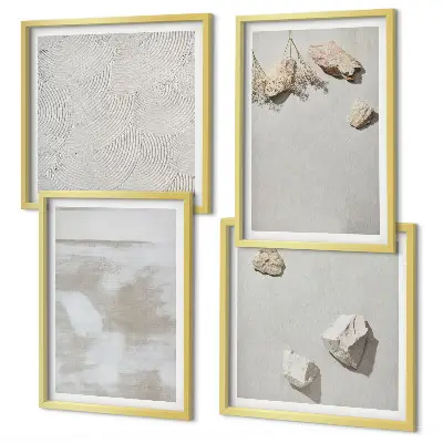Tavelvägg med sandstenar i boho-stil set med 4 tavlor