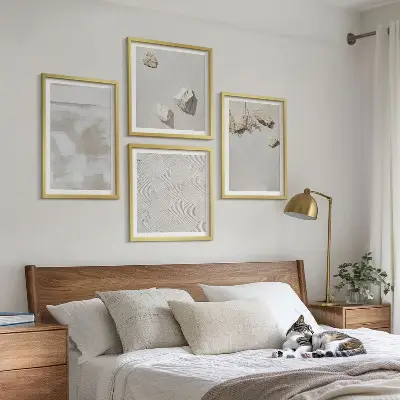 Tavelvägg med sandstenar i boho-stil set med 4 tavlor