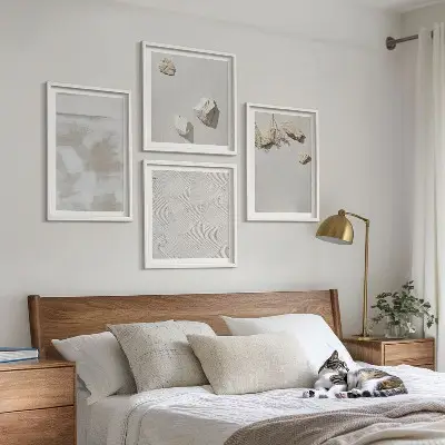 Tavelvägg med sandstenar i boho-stil set med 4 tavlor